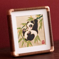 云锦博物馆南京云锦研究所熊猫刺绣摆件中国特色工艺品礼品