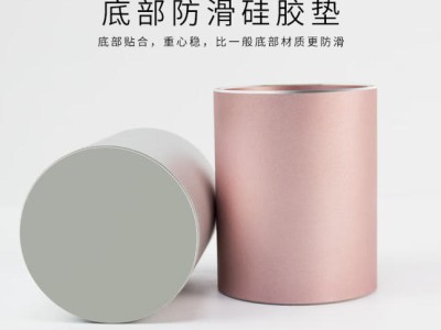 时尚铝合金笔筒学习办公用品文具桌面收纳盒摆件金属图1
